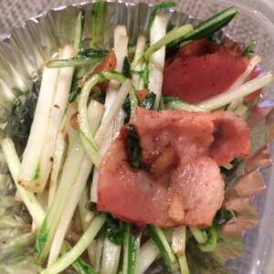 水菜と厚切ベーコン炒め（＾＾）